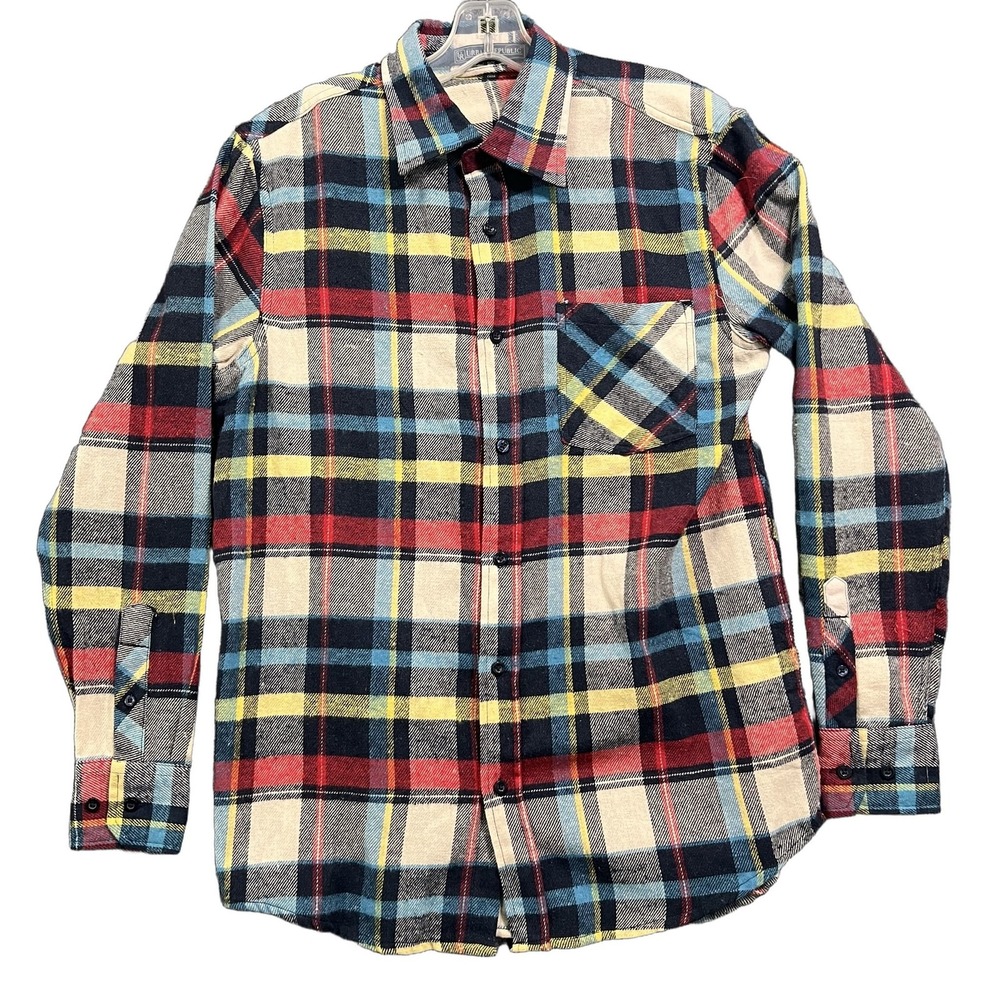 URBAN REPUBLIC Men's M Long Sleeve Button Up Shirt Plaid Cotton Blend Pockets